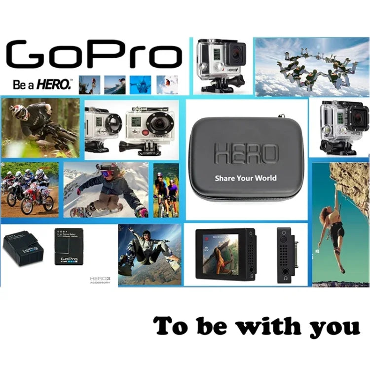 حافظة سفر محمولة مقاومة للصدمات والماء لكاميرات GoPro، Insta360، DJI وغيرها من ملحقات كاميرات الحركة، الحجم: 32 سم × 22 سم × 7 سم