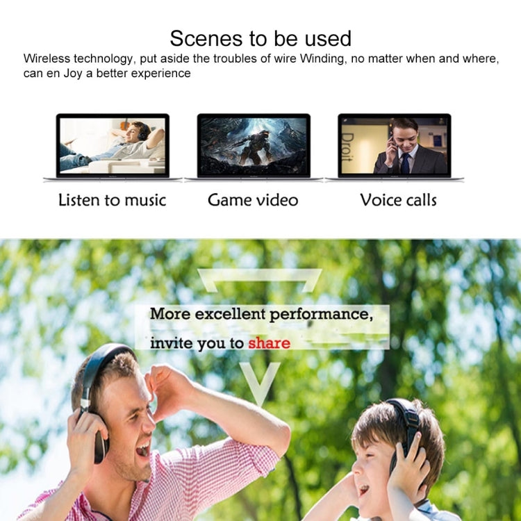MH2001 سماعة رأس لاسلكية Hi-Fi 5 في 1 مستقبل + مرسل