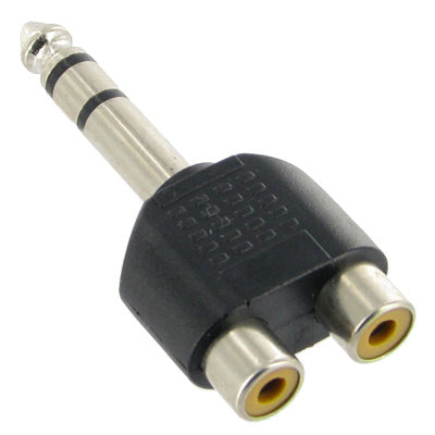 محول جاك سماعة ستيريو من ذكر 6.35 مم إلى 2 RCA أنثى