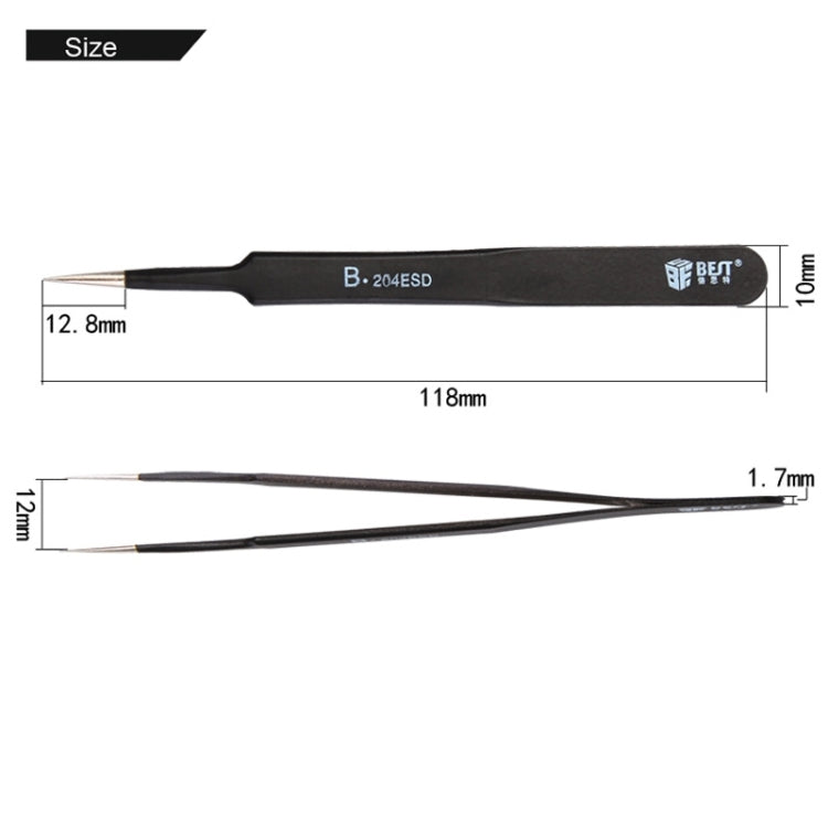 أفضل ملقط BST-204ESD 202 من الفولاذ المقاوم للصدأ برأس مضاد للكهرباء الساكنة، BST-204ESD