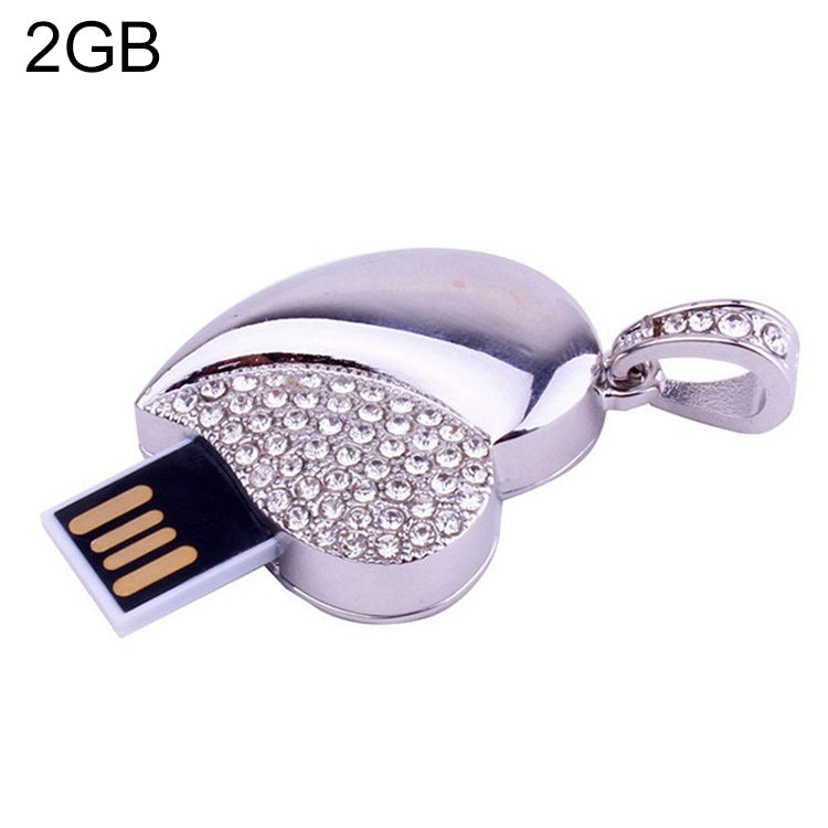 قرص فلاش USB على شكل قلب فضي مرصع بالألماس، هدية خاصة ليوم عيد الحب، بسعات 2 جيجابايت، 4 جيجابايت، 8 جيجابايت، 16 جيجابايت، 32 جيجابايت