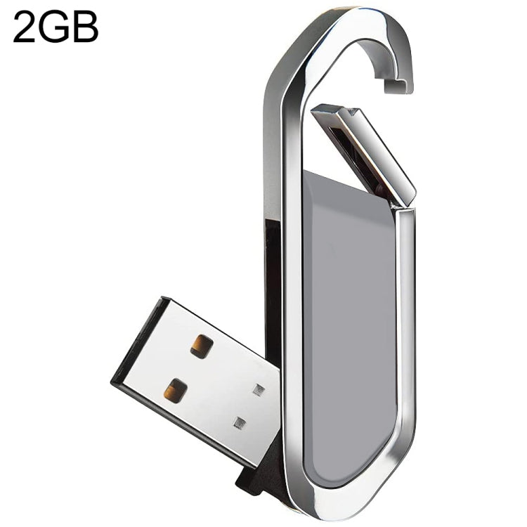 قرص فلاش USB 2.0 على شكل سلسلة مفاتيح معدنية بسعة 2 جيجابايت (رمادي)