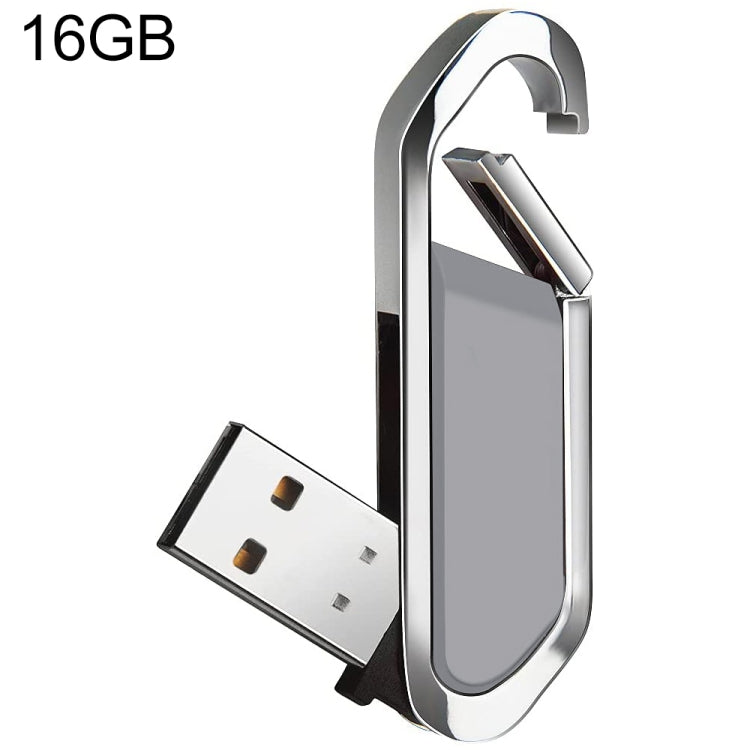 قرص فلاش USB 2.0 على شكل سلسلة مفاتيح معدنية بسعة 16 جيجابايت (رمادي)