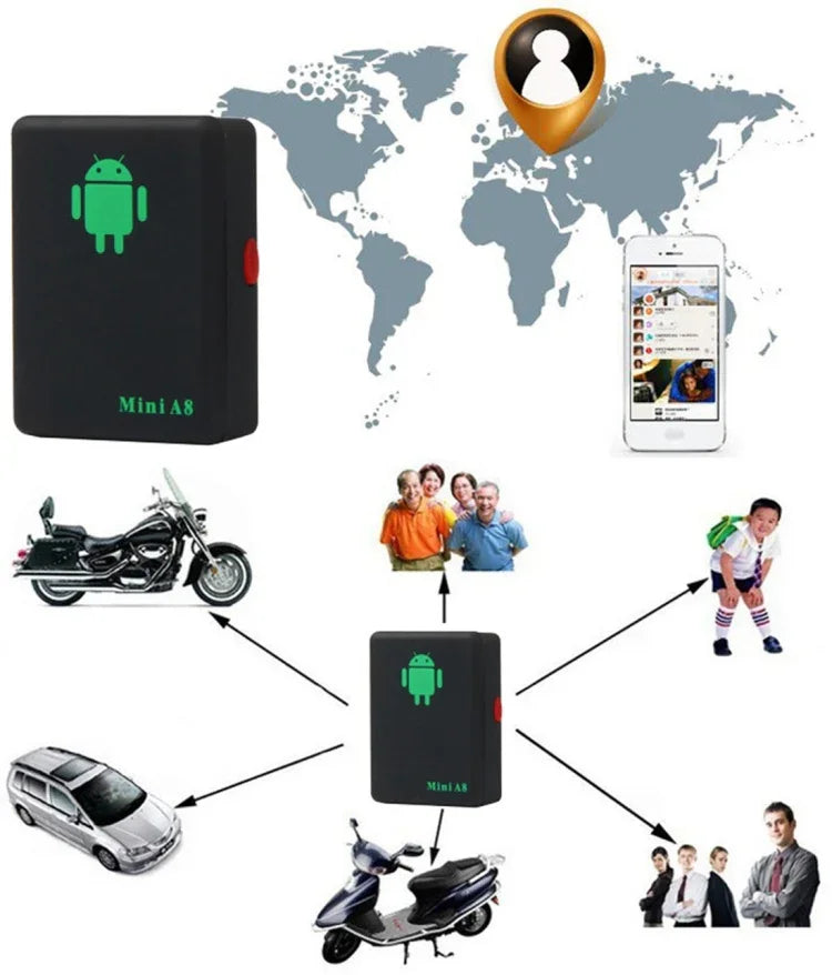جهاز تعقب TRACKER Mini A8 بتقنية الوقت الحقيقي بأربعة نطاقات عالمي GSM/GPRS لتعقب الأشخاص