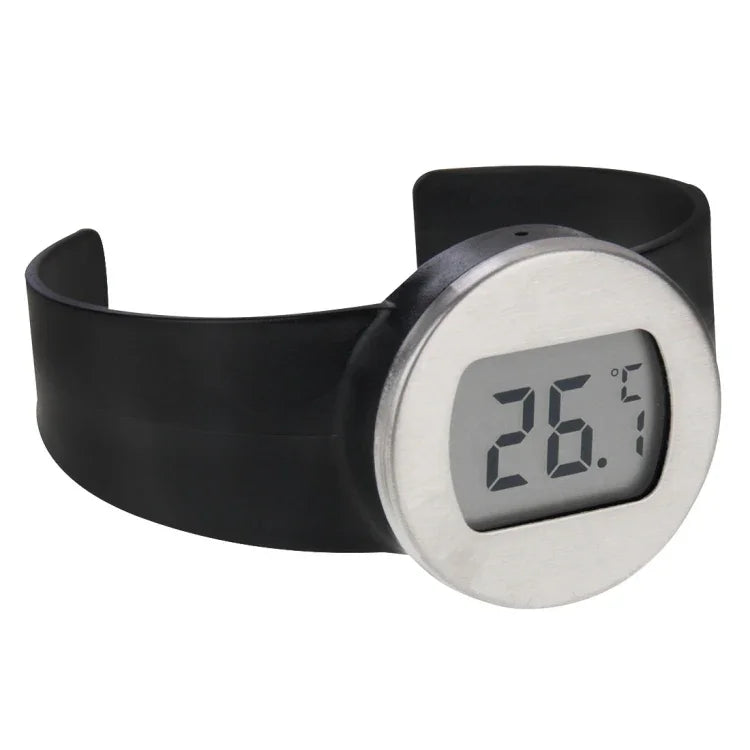 مقياس حرارة زجاجة نبيذ رقمي بشاشة LCD بدرجة مئوية، مناسب لقطر الزجاجة: 65-80 مم (أسود + فضي)، TL802-TT