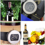 مقياس حرارة زجاجة نبيذ رقمي بشاشة LCD بدرجة مئوية، مناسب لقطر الزجاجة: 65-80 مم (أسود + فضي)، TL802-TT