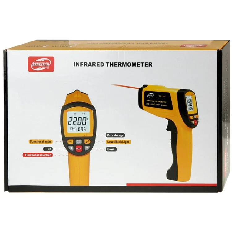 مسدس حرارة رقمي USB بشاشة عرض BENETECH GM1651، مقياس حرارة بالأشعة تحت الحمراء محمول باليد، نطاق القياس: -30 إلى 1650 درجة مئوية، GM1651