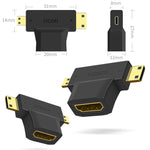 محول 3 في 1 من HDMI أنثى إلى Mini HDMI ذكر + Micro HDMI ذكر، HDMI أنثى إلى Mini HDMI + Micro HDMI