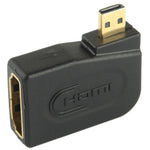 محول HDMI صغير ذكر مطلي بالذهب إلى HDMI 19 دبوس أنثى بزاوية 90 درجة، من Micro HDMI إلى HDMI