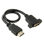 كابل محول HDMI (نوع A) ذكر إلى HDMI (نوع A) أنثى بطول 30 سم مع ثقبين للبراغي، HDMI AM إلى AF مع فتحة للأذن (30 سم)