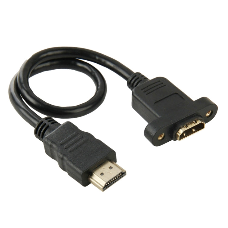 كابل محول HDMI (نوع A) ذكر إلى HDMI (نوع A) أنثى بطول 30 سم مع ثقبين للبراغي، HDMI AM إلى AF مع فتحة للأذن (30 سم)