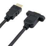 كابل محول HDMI (نوع A) ذكر إلى HDMI (نوع A) أنثى بطول 30 سم مع ثقبين للبراغي، HDMI AM إلى AF مع فتحة للأذن (30 سم)