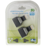 موسع كابل شبكة HDMI بطول 30 متر إلى منفذي RJ45 عبر كابل Cat 5e/6 لدعم 3D HDTV، RJ45 مزدوج أسود