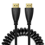 كابل ملفوف HDMI ذكر 19 دبوس مطلي بالذهب إصدار 1.4، يدعم 3D / إيثرنت، الطول: 60 سم (يمكن تمديده حتى 2 متر)، HDMI AM إلى AM