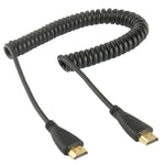 كابل ملفوف HDMI ذكر 19 دبوس مطلي بالذهب إصدار 1.4، يدعم 3D / إيثرنت، الطول: 60 سم (يمكن تمديده حتى 2 متر)، HDMI AM إلى AM