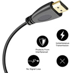 كابل ملفوف HDMI ذكر 19 دبوس مطلي بالذهب إصدار 1.4، يدعم 3D / إيثرنت، الطول: 60 سم (يمكن تمديده حتى 2 متر)، HDMI AM إلى AM