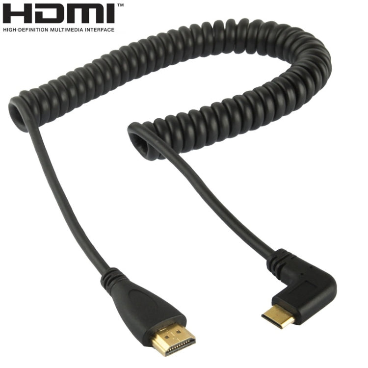 كابل صغير HDMI ذكر إلى HDMI ذكر ملفوف مطلي بالذهب إصدار 1.4، يدعم 3D / إيثرنت، الطول: 0.6م-2م، زاوية قائمة صغير HDMI إلى HDMI AM