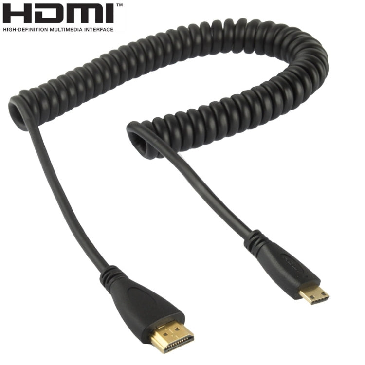 كابل صغير HDMI ذكر إلى HDMI ذكر ملفوف مطلي بالذهب إصدار 1.4، يدعم 3D / إيثرنت، الطول: 60 سم (يمكن تمديده حتى 2م)، صغير HDMI AM إلى HDMI AM