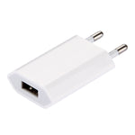 شاحن سفر بمنفذ USB فردي 5V / 1A، قابس الاتحاد الأوروبي، قابس الاتحاد الأوروبي، أبيض