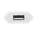 شاحن سفر بمنفذ USB فردي 5V / 1A، قابس الاتحاد الأوروبي، قابس الاتحاد الأوروبي، أبيض