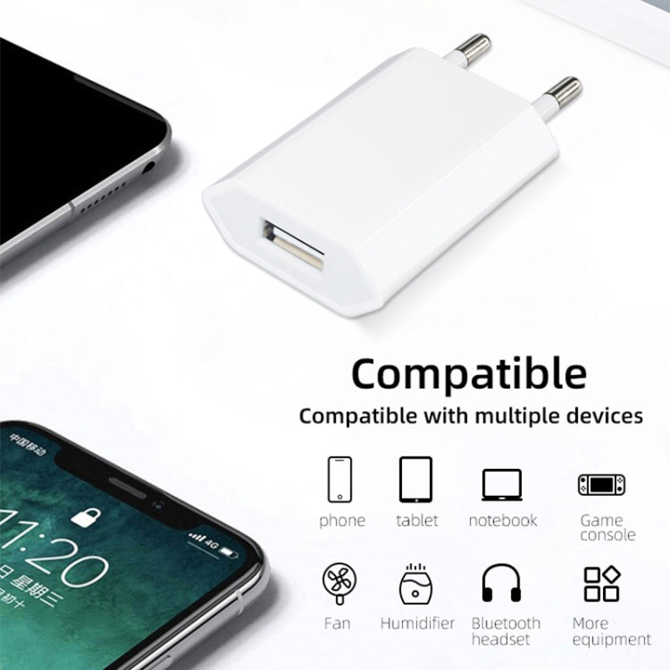 محول شاحن سفر 2 في 1 بقابس الاتحاد الأوروبي 5V 1A مع كابل 8 دبابيس بطول 1 متر لجهاز iPhone
