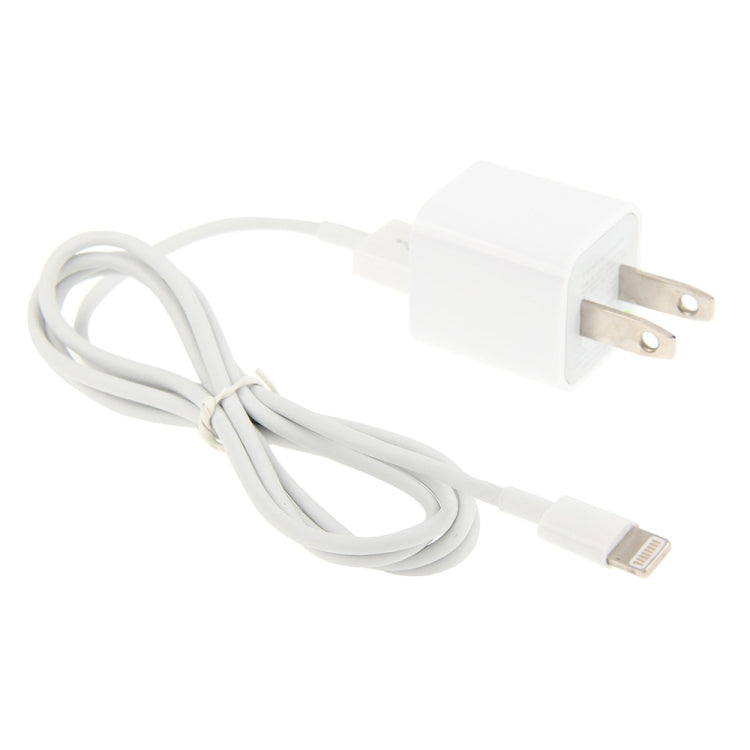 محول شاحن سفر 2 في 1 بقابس الولايات المتحدة 5V 1A مع كابل 8 دبابيس بطول 1 متر لجهاز iPhone