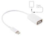 كابل محول USB أنثى إلى 8 دبابيس ذكر OTG، يدعم iOS 10.2 وما دون، الطول: 18 سم