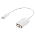 كابل محول USB أنثى إلى 8 دبابيس ذكر OTG، يدعم iOS 10.2 وما دون، الطول: 18 سم