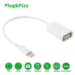 كابل محول USB أنثى إلى 8 دبابيس ذكر OTG، يدعم iOS 10.2 وما دون، الطول: 18 سم