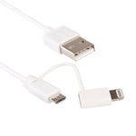 كابل شحن ومزامنة بيانات بطول 1 متر MFI 2 في 1 بمنفذ 8 بن + Micro USB 2.0 ذكر إلى USB