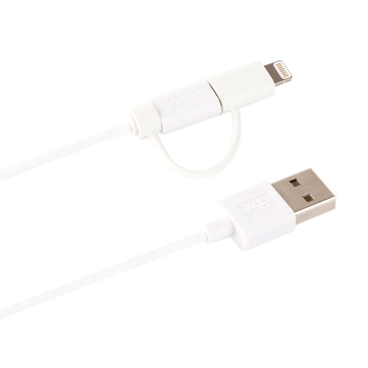 كابل شحن ومزامنة بيانات بطول 1 متر MFI 2 في 1 بمنفذ 8 بن + Micro USB 2.0 ذكر إلى USB