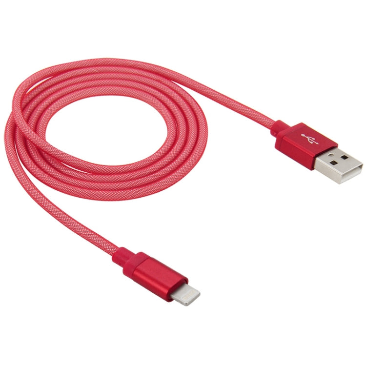 كابل بيانات / شاحن 8 دبابيس إلى USB برأس معدني بنمط شبكي، طول الكابل: 1م