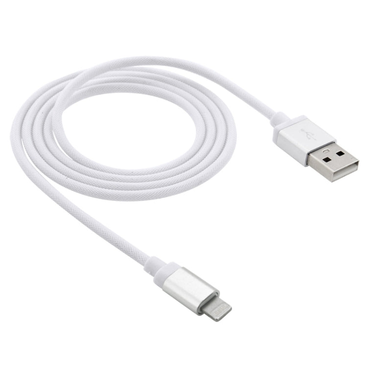 كابل بيانات / شاحن 8 دبابيس إلى USB برأس معدني بنمط شبكي، طول الكابل: 1م