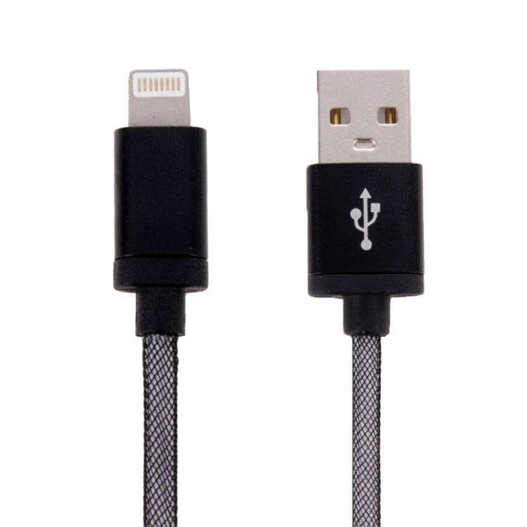 كابل بيانات / شاحن 8 دبابيس إلى USB برأس معدني بنمط شبكي، طول الكابل: 25 سم