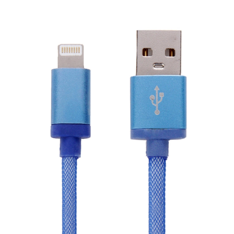 كابل بيانات / شاحن 8 دبابيس إلى USB برأس معدني بنمط شبكي، طول الكابل: 25 سم