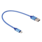 كابل بيانات / شاحن 8 دبابيس إلى USB برأس معدني بنمط شبكي، طول الكابل: 25 سم