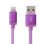 كابل بيانات / شاحن 8 دبابيس إلى USB برأس معدني بنمط شبكي، طول الكابل: 25 سم