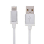 كابل بيانات / شاحن 8 دبابيس إلى USB برأس معدني بنمط شبكي، طول الكابل: 25 سم