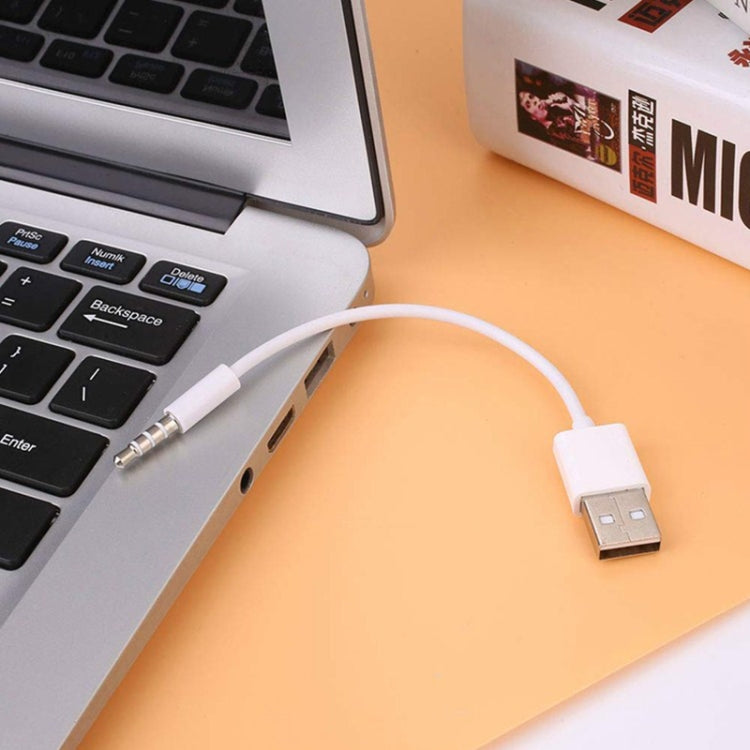 كابل مزامنة بيانات وشحن من USB إلى جاك 3.5 مم لجهاز iPod shuffle الأجيال 1 / 2 / 3 / 4 / 5 / 6، الطول: 10 سم، موديل JW-SM1
