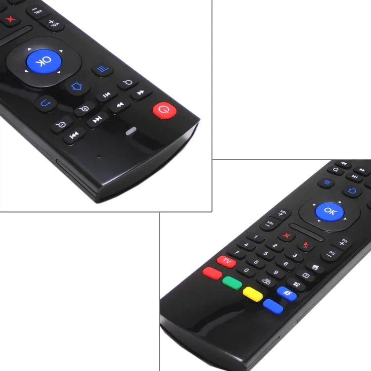 لوحة مفاتيح تحكم جوي لاسلكية MX3 2.4 جيجاهرتز مع اختصارات المتصفح لصندوق تلفاز أندرويد / كمبيوتر صغير، جهاز تحكم جوي