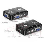 مفتاح KVM-21UA بمنفذين USB مع زر تحكم للوحة مفاتيح الكمبيوتر، الفأرة، والشاشة، 2 منفذ (مع USB)