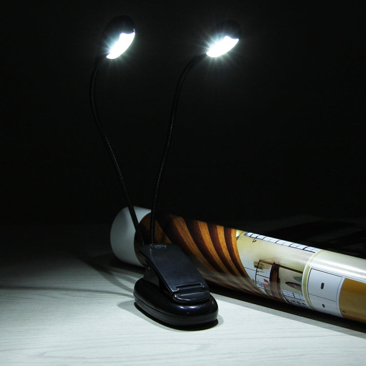 مصباح LED بمشبك ذراع مزدوج للقراءة والتخييم والمشي