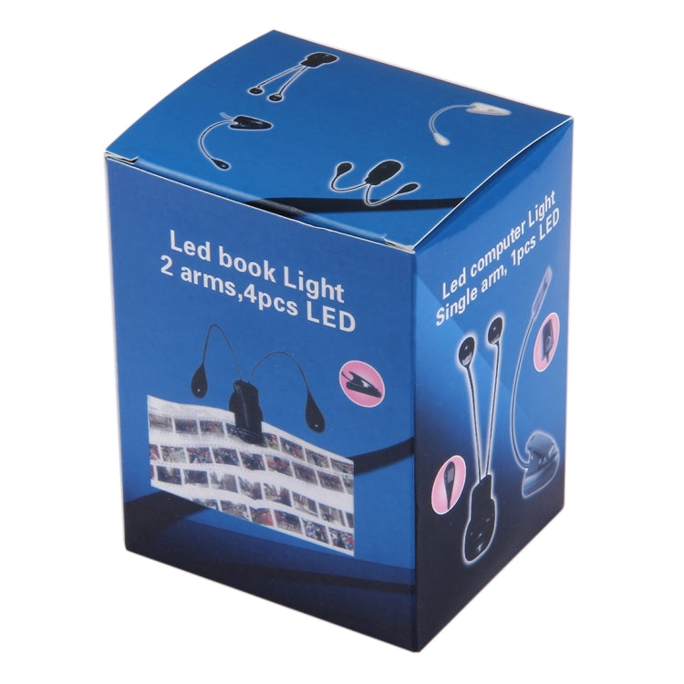 مصباح LED بمشبك ذراع مزدوج للقراءة والتخييم والمشي