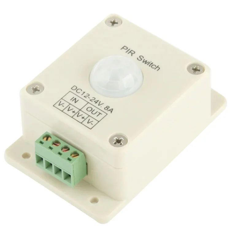 مفتاح PIR حساس للحركة بالأشعة تحت الحمراء 12V-24V 8A للتحكم في إضاءة LED