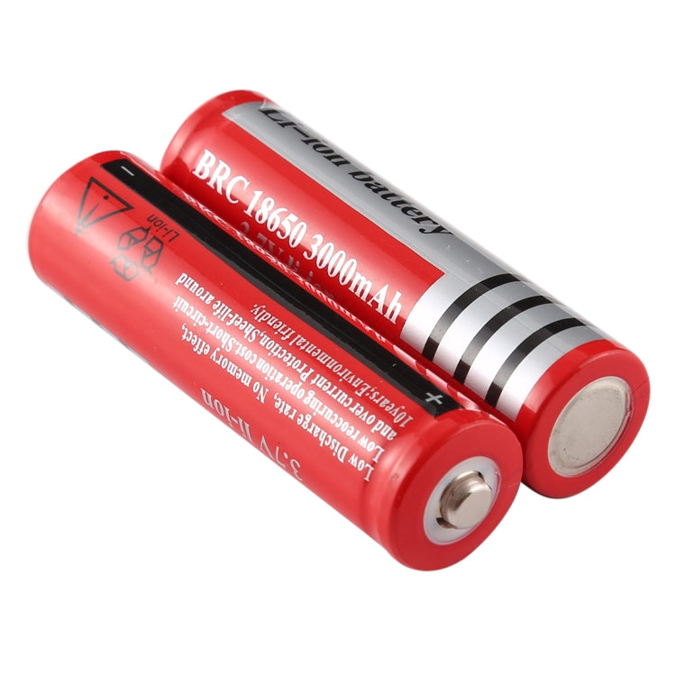 قطعتان من بطارية ليثيوم أيون قابلة لإعادة الشحن UltraFire 18650 بسعة 3000 مللي أمبير 3.7 فولت، 3000 مللي أمبير