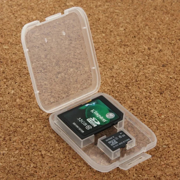 100 قطعة صندوق تخزين شفاف من البلاستيك لبطاقات SD + Micro SD (بطاقة TF)، SD+TF بطاقة