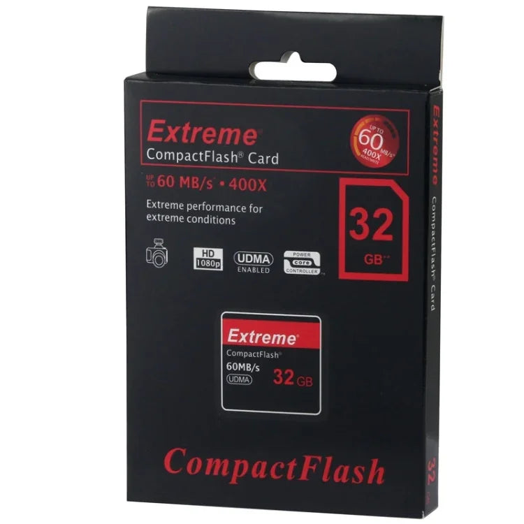 بطاقة Compact Flash شديدة التحمل 32GB، سرعة قراءة 400X، حتى 60 ميجابايت/ثانية (السعة الحقيقية 100%)، 32GB