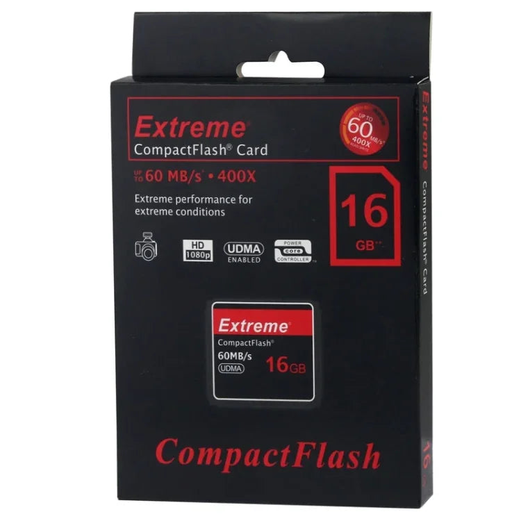 بطاقة Compact Flash شديدة التحمل 16GB، سرعة قراءة 400X، حتى 60 ميجابايت/ثانية (السعة الحقيقية 100%)، 16GB