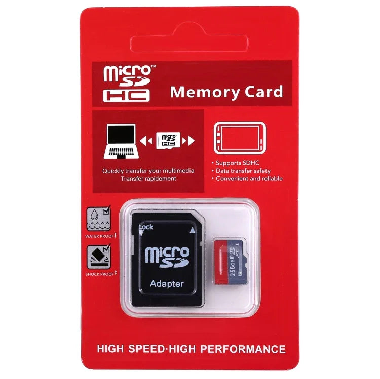 بطاقة ذاكرة TF/Micro SDHC UHS-1(U1) عالية السرعة فئة 10 بسعة 256GB، كتابة: 15mb/s، قراءة: 30mb/s (السعة الحقيقية 100%)، 256GB