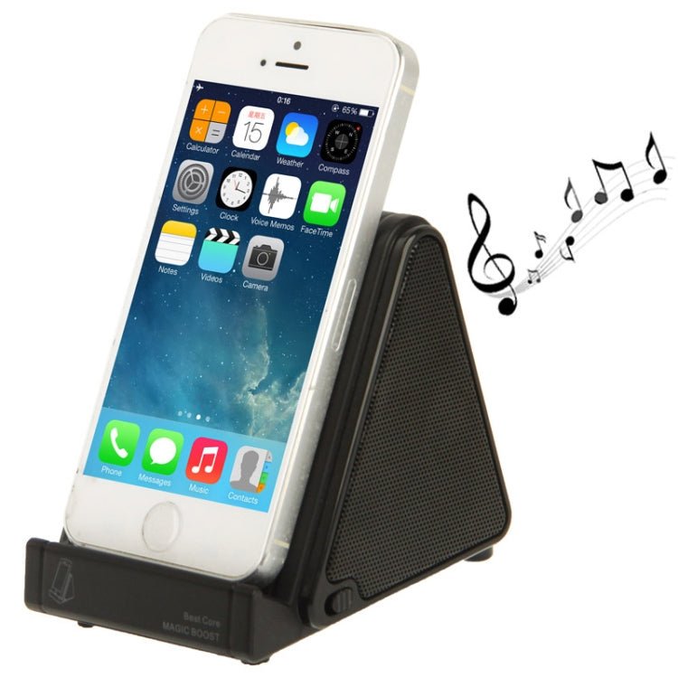 حامل مكبر صوت لاسلكي بتقنية التعزيز السحري لأجهزة iPhone 5 و5S و5C / 4 و4S (أسود)